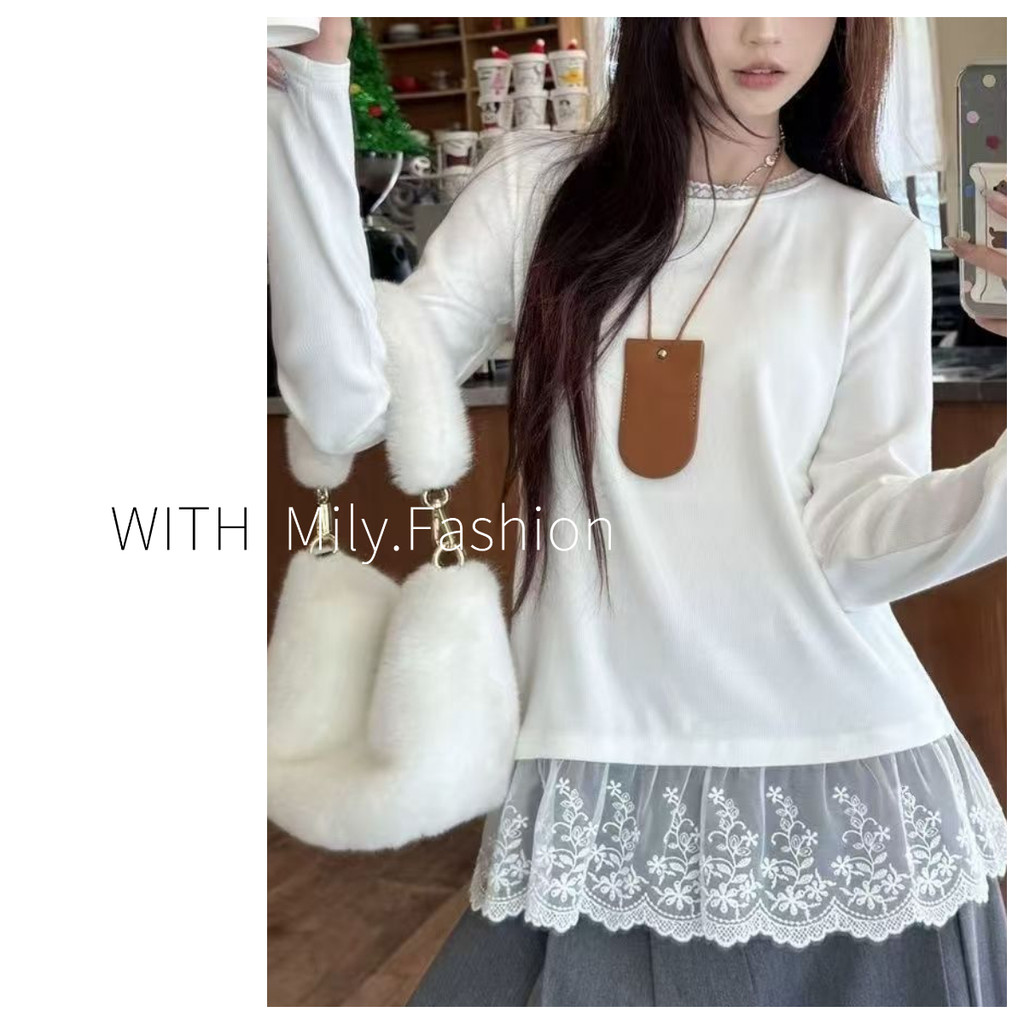 Milyfashion Pure Desire Ren - Áo sơ mi cổ tròn nhung Đức, thiết kế thời trang thu đông