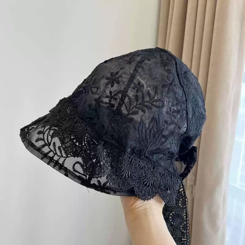Mũ trùm đầu có ren EBINLANDS, Mũ xô chống nắng đa năng phong cách Hàn Quốc, Dây đeo Jacquard mỏng thoáng khí thanh lịch Mũ chống nắng mùa xuân hè dành cho nữ