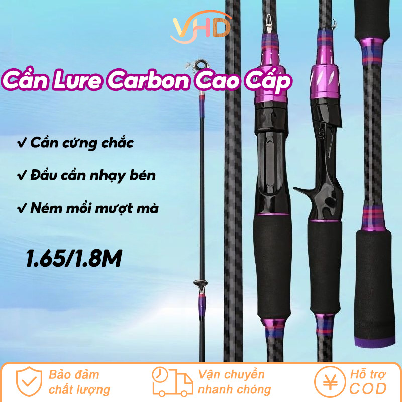 Cần Câu Lure Carbon Cao Cấp Siêu Khỏe - Chuyên Dụng Cho Máy Ngang & Đứng, Câu Xa Bờ Hiệu Quả