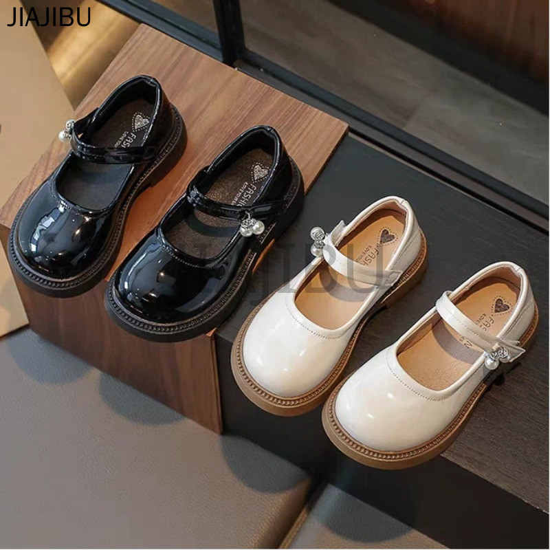 Giày Da Đế Mềm Mũi Tròn Chống Trượt Kiểu Dáng Công Chúa Pháp Dễ Thương Dành Cho Bé Gái Korean Fashion High-quality Kids Patent Leather Platform Mary Jane Doll Shoes Giày Lolita Đế Thấp Màu Be/đen Phong Cách Nhật Bản Dùng Để Cosplay Đi Học