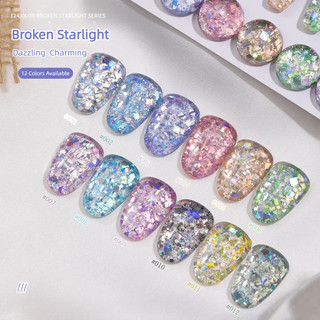 XEIJAYI Broken Starlight Series Gel Móng Tay Siêu Flash Nhiều Màu Sắc Kim Sa Lấp Lánh Lớn Quang Trị Liệu Keo Móng Tay Nghệ Thuật Làm Móng Tay Cho Tiệm Làm Móng Tay 15ml
