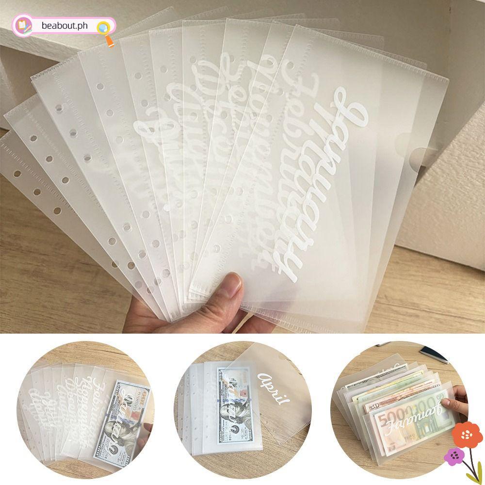 Túi đựng tiền mặt BEABOUT, Album lá rời 12 tháng A6, Sách quản lý tiền mặt trong suốt PP sáng tạo 6 lỗ nạp lại lá rời