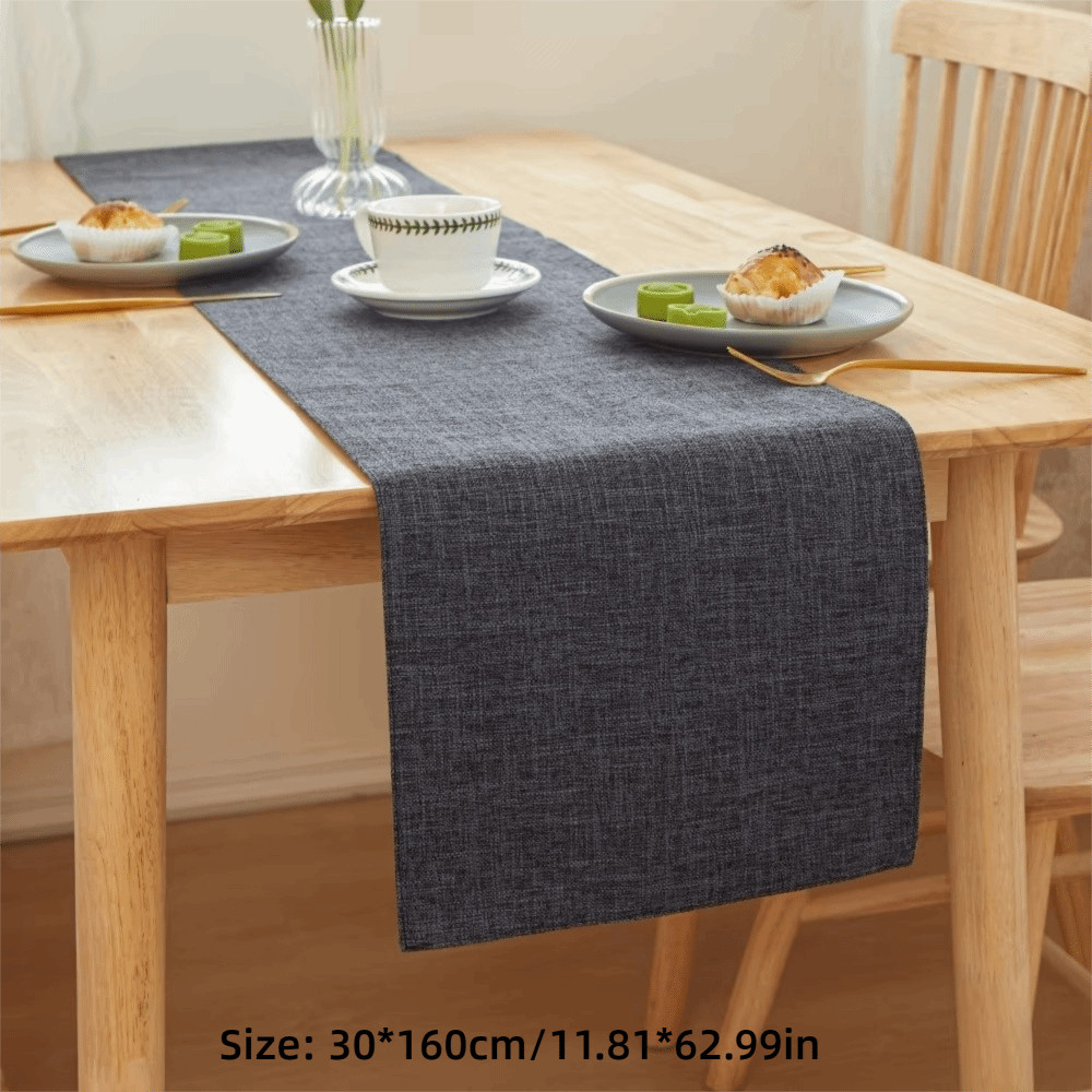 AWNGD Table Runner, Khăn trải bàn vải lanh màu trơn, Trang trí bàn ăn hình chữ nhật hai mặt gia đình hiện đại