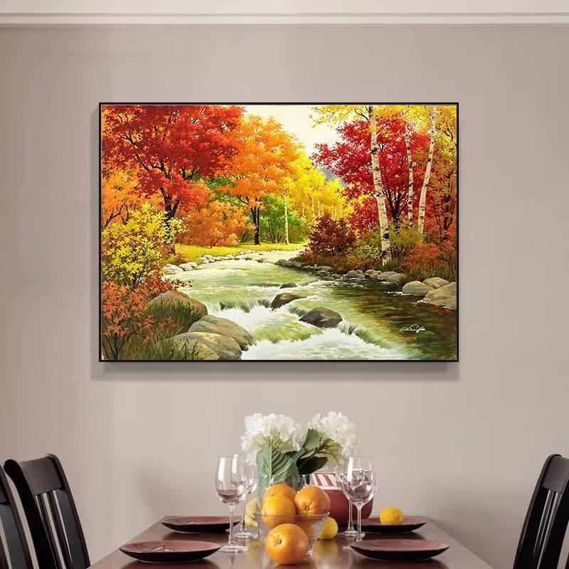 Tranh sơn dầu Mỹ phòng khách tranh trang trí, tranh tường nhà hàng cổ điển Châu Âu, tranh phong cảnh, tranh canvas cho tường nền sofa