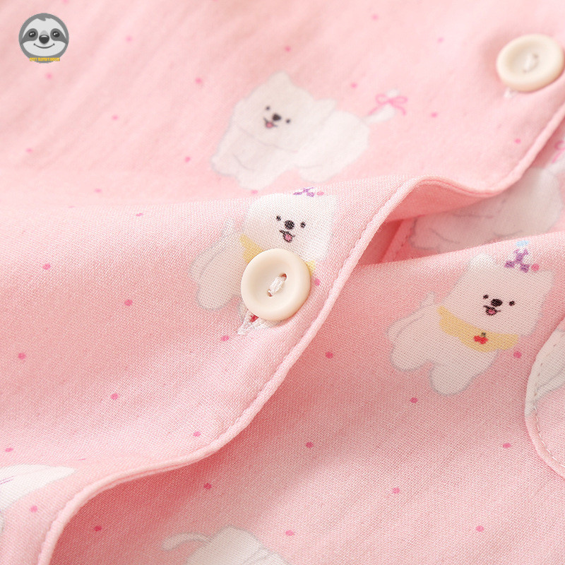 Bộ đồ ngủ dài tay cotton nguyên chất dành cho nữ - Thoáng mát cho mọi mùa, phong cách loungewear ngọt ngào