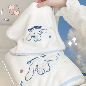 Mũ tóc khô nhanh để tắm & tắm | Bộ khăn lông cừu san hô Sanrio dễ thương có dây thun, phụ kiện tóc chống trượt đa kích thước