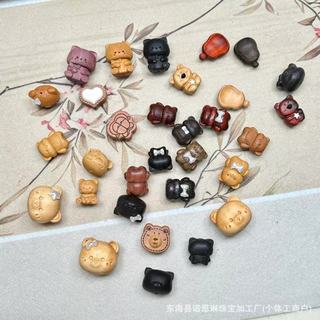 Gỗ Đàn Hương Khắc Gấu Đầu Nhiều Phong Cách Nơ Gấu Rời Hạt Tự Làm Vòng Tay Mặt Dây Chuyền Phụ Kiện Tài Liệu DYQO