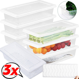1 / 2 / 3 Cái Tủ Lạnh Thực Phẩm Tươi Giữ Hộp - Nhà Bếp Trái Cây Có Thể Xếp Chồng Rau Củ Thịt Cá Hộp Bảo Quản