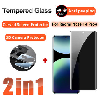 Kính cường lực 2 TRONG 1 Redmi Note 14 Pro + Phim riêng tư cho Redmi Note 14 Pro Plus 15 Pro Plus 13 Pro Plus 3D Kính bảo vệ ống kính & Bảo vệ màn hình cong Chống gián điệp