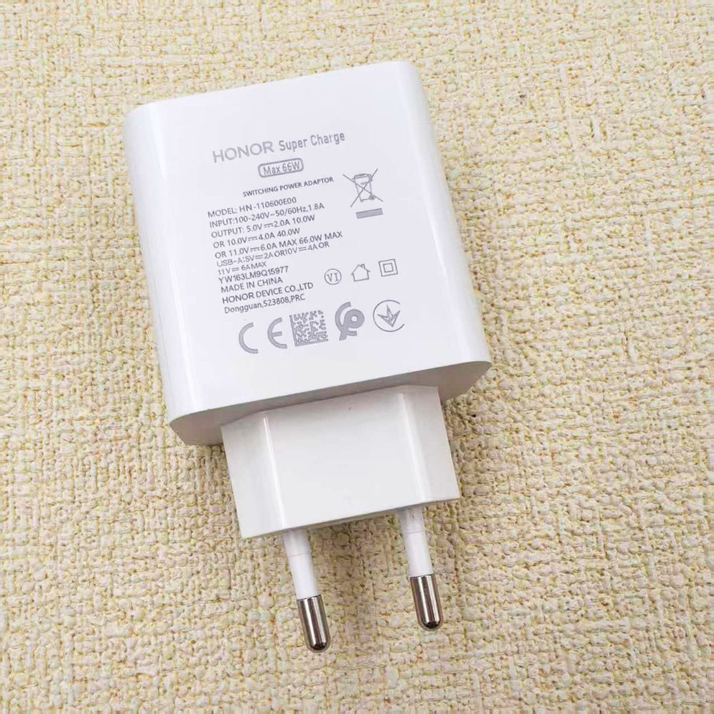 Bộ sạc Honor 66W EU SuperCharge PD / QC 3.0 2 cổng Sạc nhanh cho Honor 300 100 Pad GT2 Pro Magic 8 7 6 & 1M 6A PD Loại C Cáp