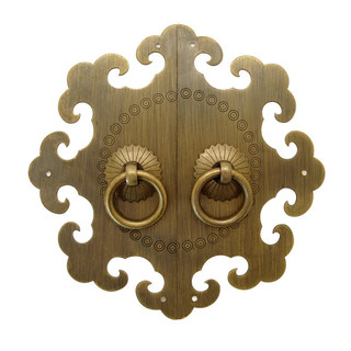 Xiangyun Double Open Copper Handle Đồ nội thất cổ Phụ kiện đồng / Tay cầm bằng đồng nguyên chất / Tay cầm cổ điển Trung Quốc Tay nắm cửa tủ XDUE