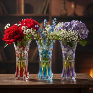 Bình hoa thủy tinh màu đẹp, Lọ hoa thủy tinh decor để bàn, Bình bông thủy tinh cắm hoa trang trí nhà cửa