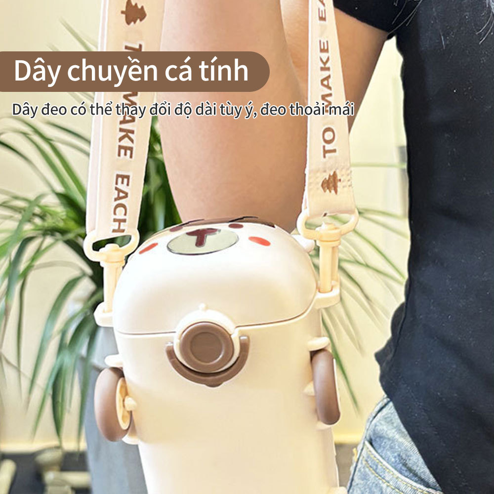 500ml Bus Water Bottle with Straw and Strap for Kids Baby Water Cup Children Drinking Water Bottle