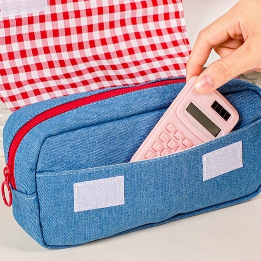 Bút Chì GREA, Túi Đựng Bút Chì Dung Tích Lớn Denim, Văn Phòng Phẩm Trường Học Đa Năng Có Thể Gập Lại Kawaii Học Sinh Văn Phòng Phẩm
