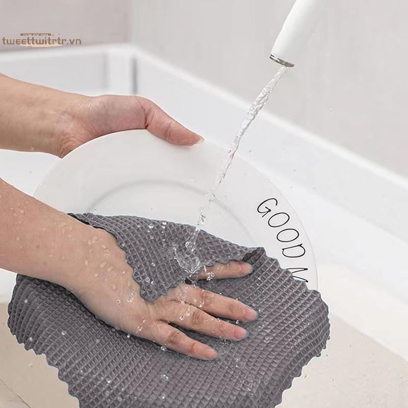TRTR 5 Chiếc Dày Có Thể Tái Sử Dụng Microfiber Rag Thấm Hút Đĩa Vải Cho Bộ Đồ Ăn Nhà Bếp Rag Khăn Cho Nhà Bếp Vệ Sinh Gia Đình VN