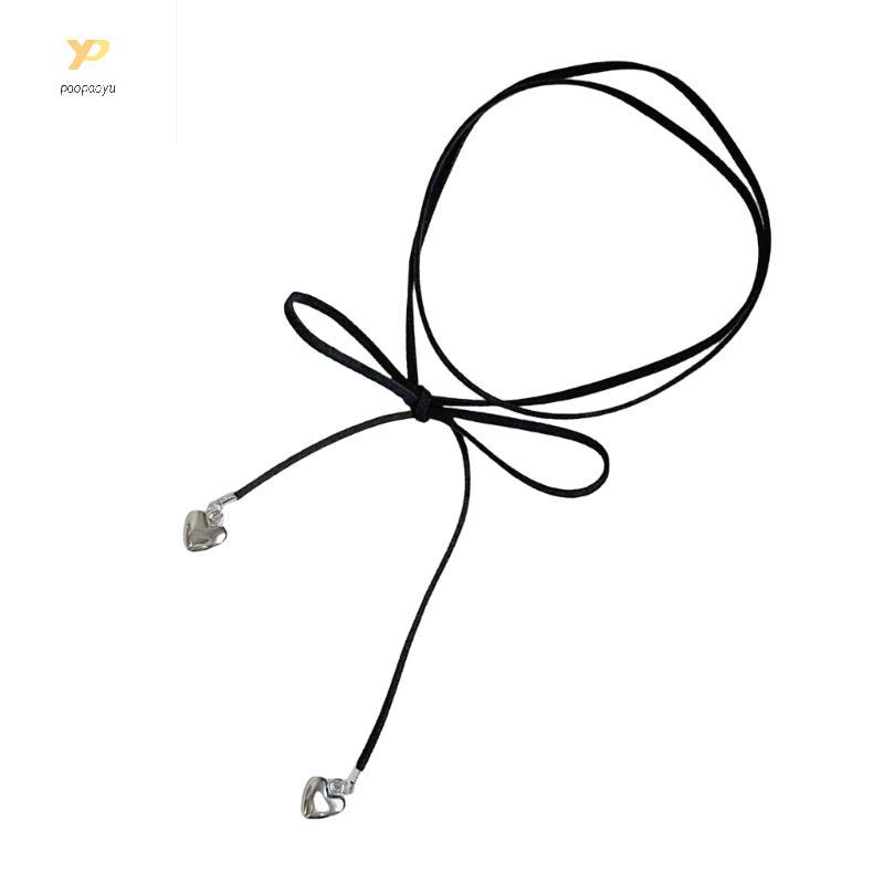 Dây chuyền nơ bướm tinh tế, điều chỉnh được, chất liệu da, trang sức quyến rũ cho xương đòn