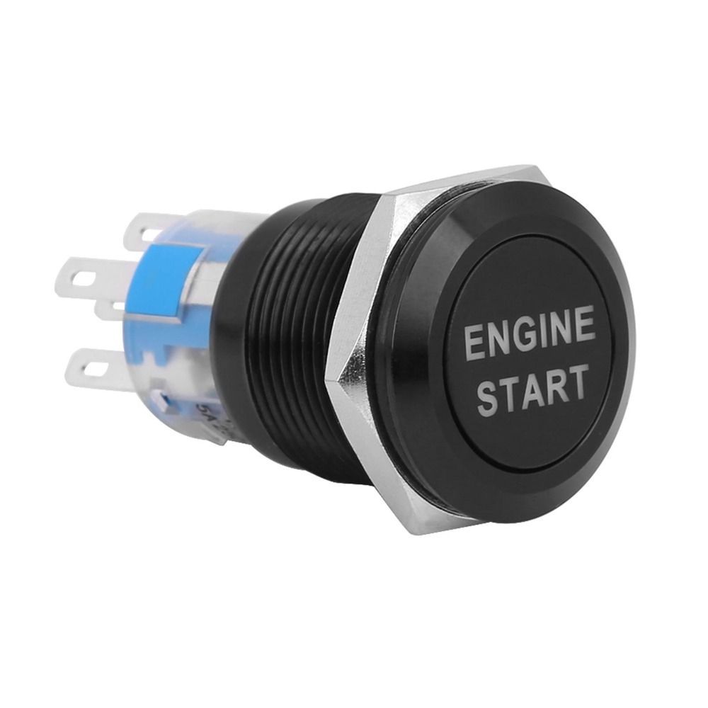 Nút khởi động động cơ DELMER, Công tắc khởi động đánh lửa kích thước 19MM bằng thép không gỉ, Công tắc khởi động Hợp kim nhôm kẽm màu đen / bạc Công tắc nút còi chống nước 12V Sử dụng xe máy