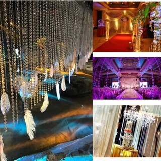 Rèm hạt hình bát giác ITRUMPET, Dây vòng hoa pha lê 5 mét, Dây treo hạt Acrylic DIY cho đám cưới sinh nhật