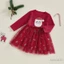 Tập Đi Bé Gái Giáng Sinh Một Dòng Đầm Sequin Ông Già Noel Cổ Tròn Tay Dài Tulle Chắp Vá Đầm