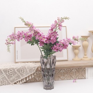 Hoa Phi Yến Giả Larkspur Silk Flowers Long Stem Decor Home Room Premium Realistic Faux Delphinium Hyacinth Gladiolus Bouquet Wedding Party Photography Props Nordic Style Vintage Aesthetic Vase Filler Tall Branch Purple Pink White Blue Office Arrangement