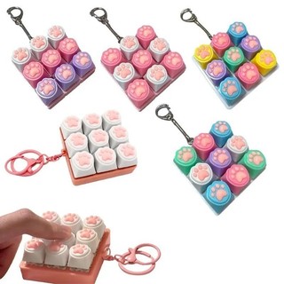 Mới Kawaii 2025 Bán Bàn Phím Fidget Đồ Chơi LED Pha Lê Keycap Móc Khóa Giảm Ngón Tay Đồ Chơi