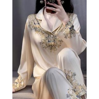 Đồ Bộ Nữ Pijama Bộ Lụa latin Tay Dài cổ sơ mi hàng cao cấp T611NNBB