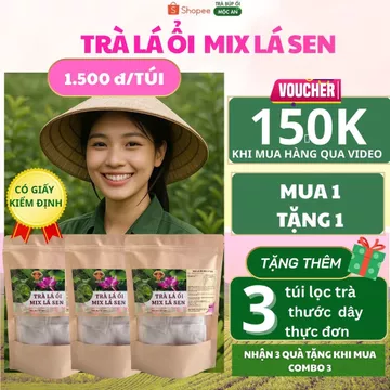 Combo 1 tặng 1 bich tổng 60 túi lọc trà+ tặng thước +thực đơn trà lá ổi mix lá sen