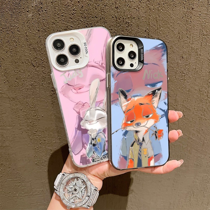 Dành Cho Vivo V60 V50 Lite V40 V30 V29 V27 V25 V23 Pro V29E V27E V25E V23E Zootopia Cặp Đôi In Hình Dễ Thương Matte Chống Sốc Ốp Lưng Điện Thoại