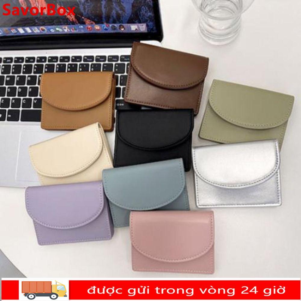 Ví đựng tiền xu SAVORBOX, Ví nữ nhỏ dung tích lớn, Hộp đựng thẻ màu Dopamine bằng da PU di động dành cho nữ