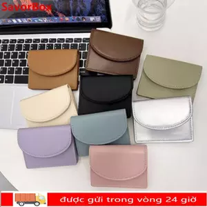 Ví đựng tiền xu SAVORBOX, Ví nữ nhỏ dung tích lớn, Hộp đựng thẻ màu Dopamine bằng da PU di động dành cho nữ