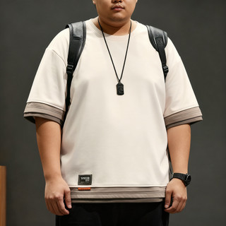 Áo thun nam plus size tay ngắn màu sắc tương phản, oversize phù hợp dạo phố mùa hè