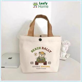 Túi xách Mini LEAFYHOME, Túi Tote vải đào dung tích lớn, Túi lưu trữ vải hoạt hình thời trang dành cho nữ