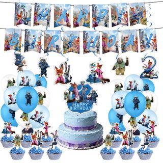 ST2 Zootopia 2 JUDY NICK GARY trẻ em trang trí tiệc sinh nhật biểu ngữ bánh topper bóng bay bộ cung cấp TS2