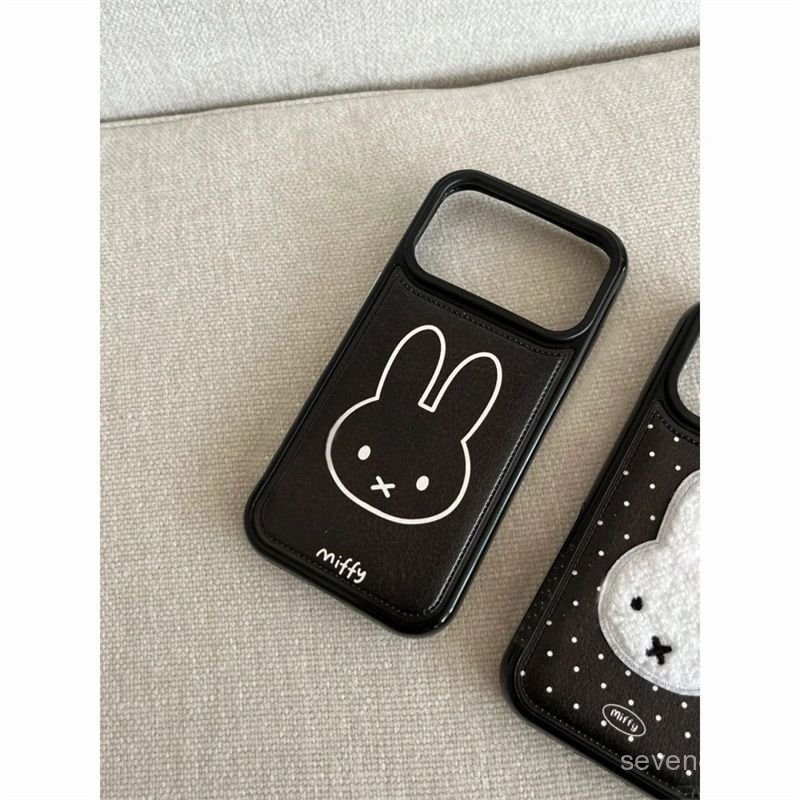 Ốp Điện Thoại Thích Hợp Cho iPhone 7 8 X XS XR XSMAX 11 12 13 14 15 16 17 Pro max Plus Air Họa Tiết Da Dễ Thương Đen Trắng Chấm Bi Miffy Thỏ Chống Sốc Vỏ Bảo Vệ Chống Sốc Bao Gồm Tất Cả Ốp lưng IQUR