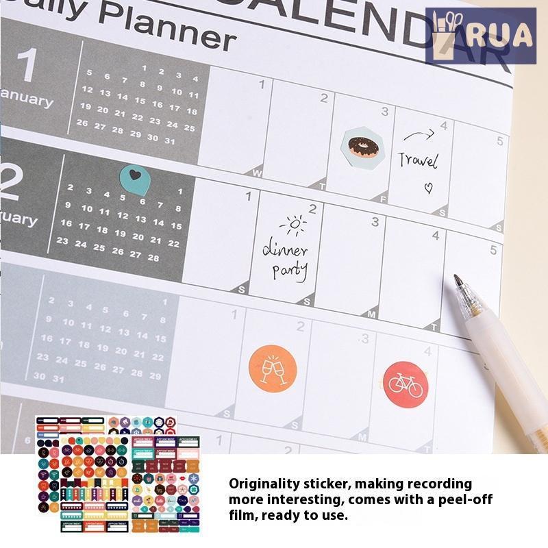 RUA 2026 Lịch Treo Tường Hàng Năm Poster Có Miếng Dán Lịch Lập Kế Hoạch Lớn Tổ Chức Văn Phòng Tại Nhà Quản Lý Thời Gian Lịch Trình Công Cụ Mới