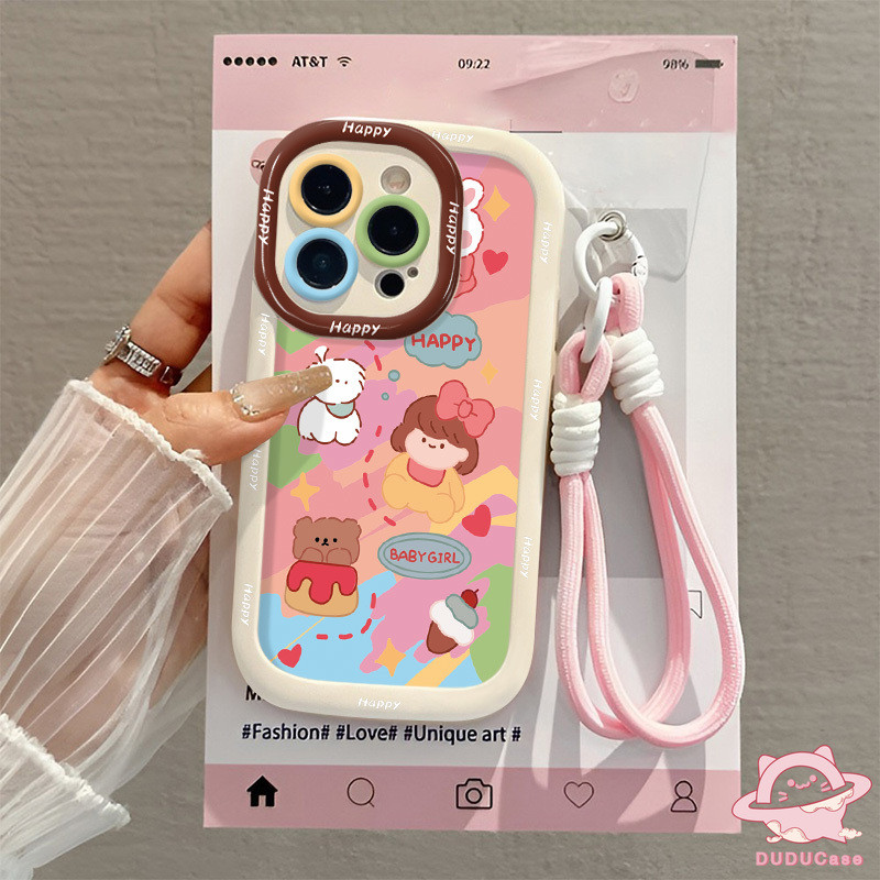 Ốp Lưng Cho Redmi A3 10C 14C 12 13 12C 9C 11A 10 9T A1 9C NFC 10A A2 NOTE 11S 9 13 9S 10 12 11 10S PRO MAX Plus Hoạt Hình Trái Tim Tình Yêu Bánh Gấu Con Chó Con Cô Gái Dễ Thương Puffs Điện Thoại Vỏ dây buộc