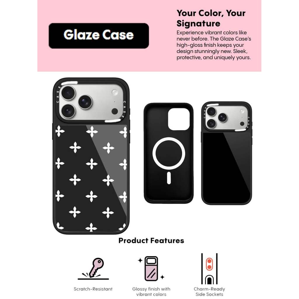 CASECASE X Cross Flower Case Chống Trầy Xước Từ Hút Kính Dành Cho IPhone 17 Air 16 15 14 Pro Max Plus Ốp Lưng Cứng Có Hộp Khắc Logo