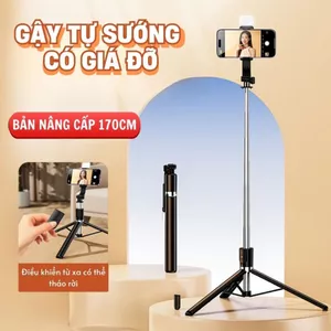 Gậy chụp ảnh tự sướng Selfie 3 chân,cầm tay,1M7 điều khiển từ xa có đèn Tripod chụp ảnh livestream