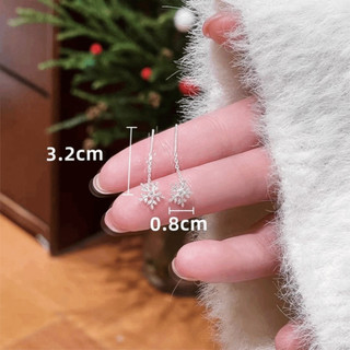 Bộ Bông Tai và Mặt Dây Chuyền Tua Rua Hình Bông Tuyết, Thiết Kế Thanh Lịch với Phake Diamond
