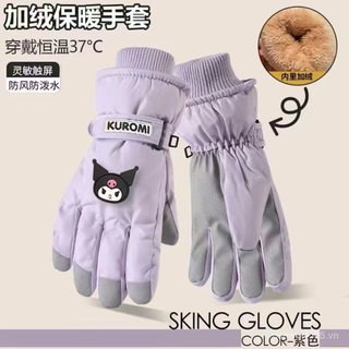 Thể Thao Ngoài Trời Trượt Tuyết Găng Tay Ấm Áp Thu Đông Lông Cừu Lót Chống Gió Chống Thấm Nước Dễ Thương Màn Hình Cảm Ứng Găng Tay