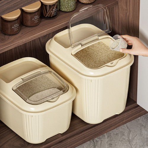 Thùng Đựng Gạo 5KG/10KG Có Nắp Trong Suốt Kèm Cốc Đong, Hộp Đựng Gạo Nhựa PP Cao Cấp Chống Ẩm Bảo Quản Gạo Ngũ Cốc