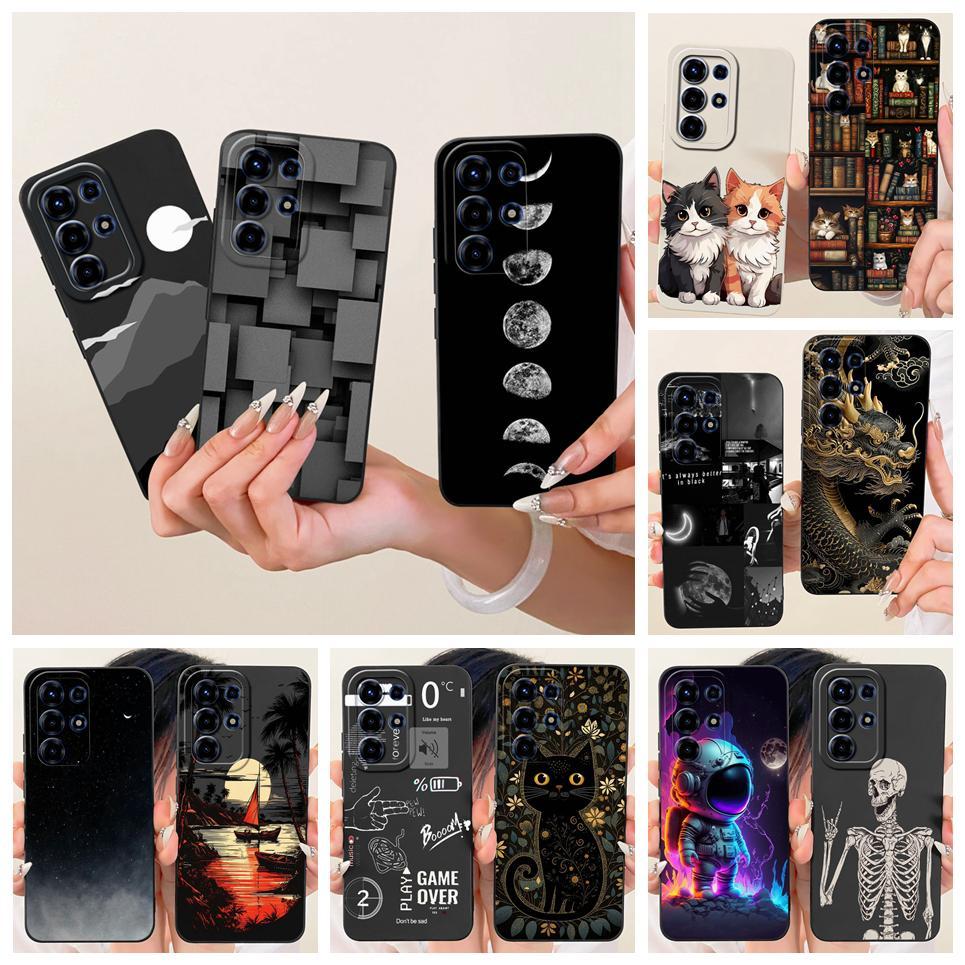 Ốp Điện Thoại Thời Trang Thẩm Mỹ Cho Infinix Hot 60 Pro + X6886 / Hot 60 Pro X6885 Vỏ Hoạt Hình Mèo Rồng Đá Cẩm Thạch Vỏ Silicon Mềm
