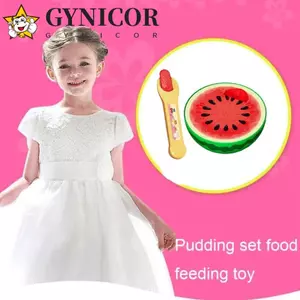 Bộ bánh pudding trái cây GYNICOR Đồ chơi cho ăn, Vai trò cho ăn thực phẩm Đồ chơi bánh pudding dưa hấu, Mô phỏng sáng tạo Đồ chơi nhà chơi Nhật Bản màu cam Quà tặng trẻ em
