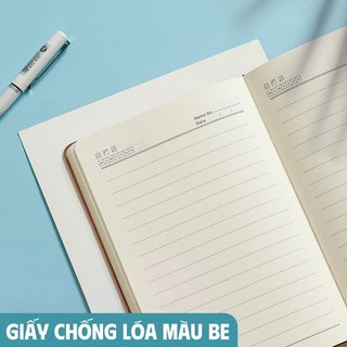 Sổ Tay Ghi Chép A5 200 Trang – Vở Kẻ Ngang Bìa Da PU Bảo Vệ, Dùng Trong Học Tập & Làm Quà Sinh Nhật