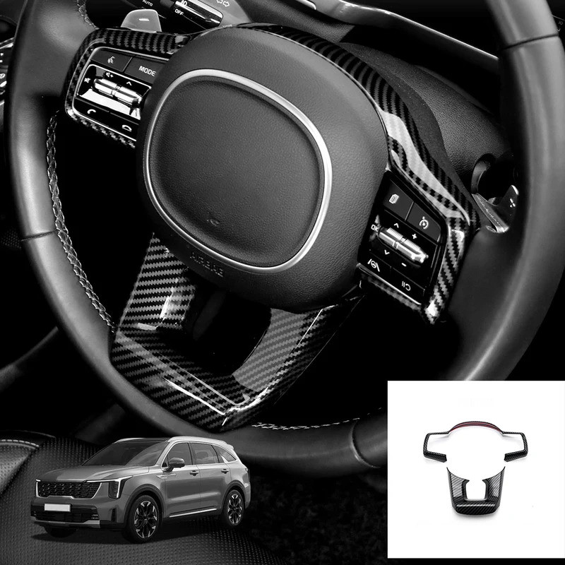 Sợi Carbon ABS Vô Lăng Công Tắc Nút Khung Trang Trí Viền Nội Thất Decal Cho Xe Kia Sorento MQ4 2021-2026 LHD / RHD