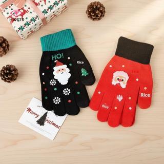HWETR Giáng Sinh Hoạt Hình Găng Tay Dệt Kim Ông Già Noel In Găng Tay Mùa Đông Ấm Áp Màn Hình Cảm Ứng Găng Tay Cho Trẻ Em Người Lớn Quà Giáng Tặng Mới