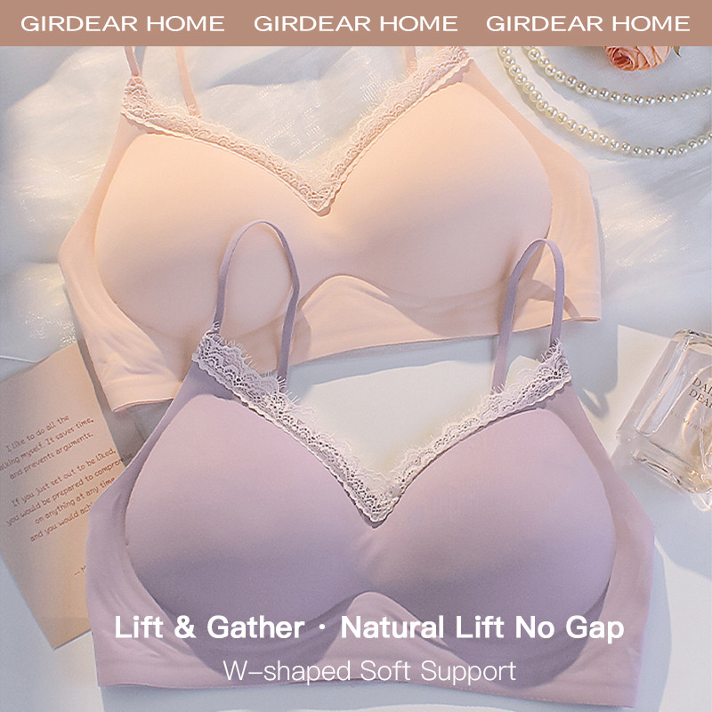 Girdear Home quyến rũ Lace thoáng khí áo lót  áo ngực không dây với dây spaghetti mỏng, thiết kế ren liền mạch giúp đẩy vòng một, phù hợp cho bust nhỏ,GH32
