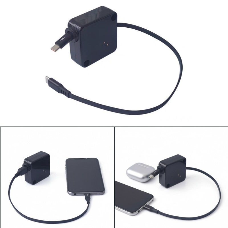 GODD Một Tay Hoạt Động Cáp Co Giãn Loại C 100W Sạc Nhanh Mịn Nối Dài Cuộn Tự Động