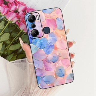 Dành Cho Infinix Hot 20S 20i X665C X665E X6827 Mới Thanh Lịch Hoa Mèo Tranh Vỏ Hot20S Hot20i Đen Silicon Mềm Điện Thoại