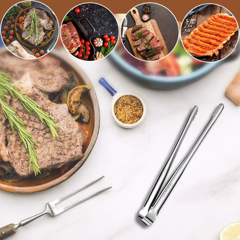 1 / 3 Kẹp BBQ nướng bằng thép không gỉ / Dụng cụ nhà bếp Nướng bít tết